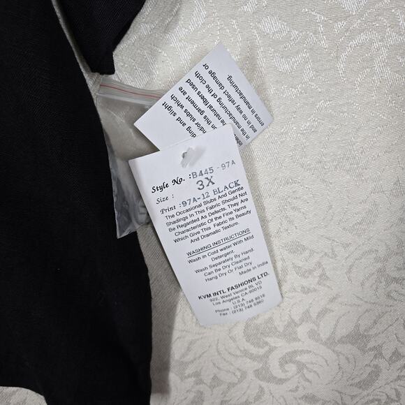 VTG More Jasmine by KVM Top 3X Black Button Front Art To Wear Tribal Lagenlook - Picture 7 of 11